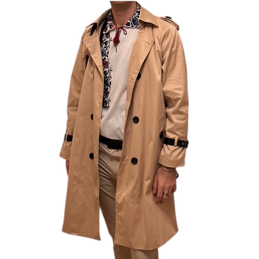 Tan and cream trench cloak / coat